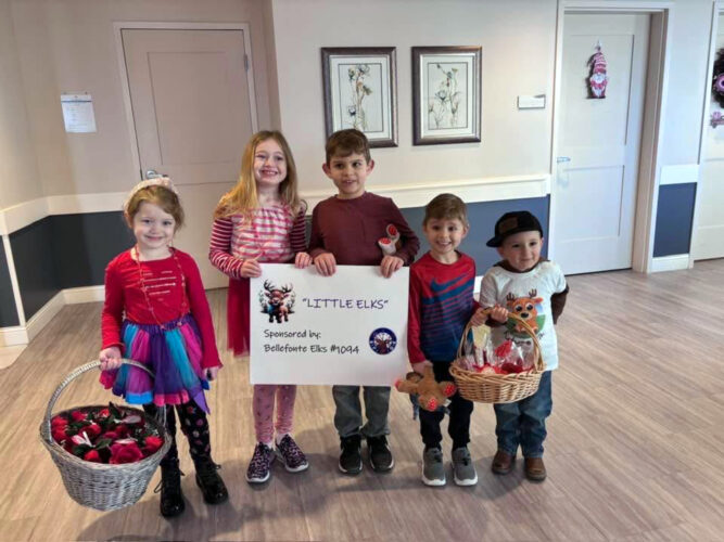 Little Elks visit Centre Care  to offer Valentine’s Day gifts